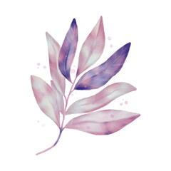 Watercolour branch in artistic style. Flower shop logo, decorative element for your designs
