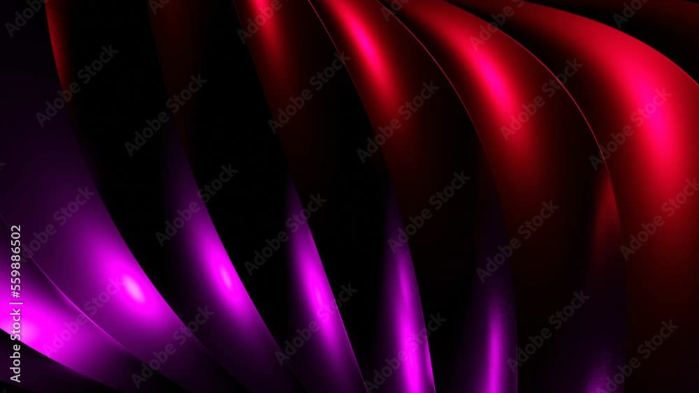 Poster Animation of colorful curved lines moving in tangle. Design. 3D lines move in flow in plexus. Visual illusion of intertwining lines