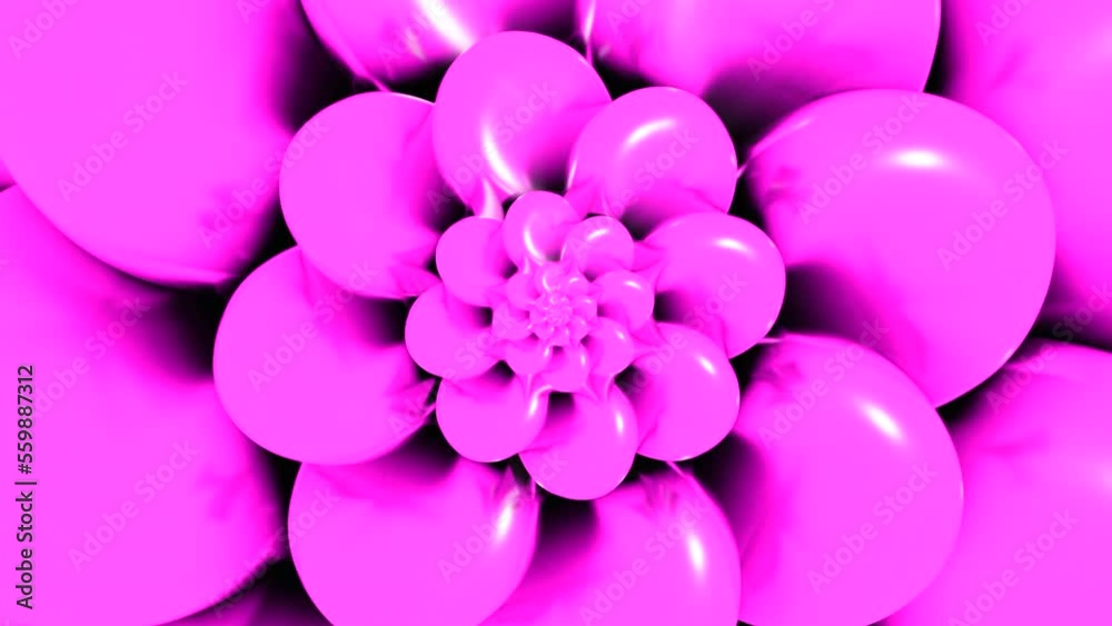 Poster rotating spiral in shape of flower. design. bright 3d animation with rotating round petals of spiral