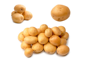 A group of fresh tasty potato isolated on white background.