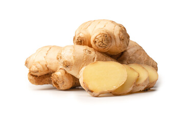 Ginger root isolated on white background.