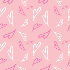 Obraz na płótnie Canvas Valentine's seamless pattern vector doodle background digital paper illustration for web and print