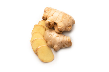 Ginger root isolated on white background.