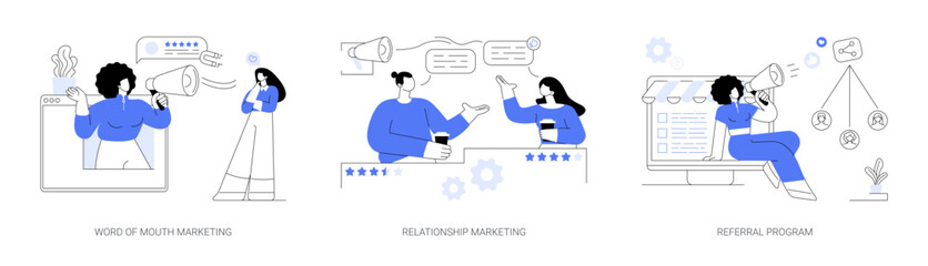 Customer oriented marketing strategy abstract concept vector illustrations.