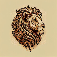 lion head illustration  Generative AI 
