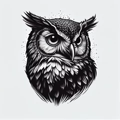 Wall murals Owl Cartoons owl on a white background  Generative AI 