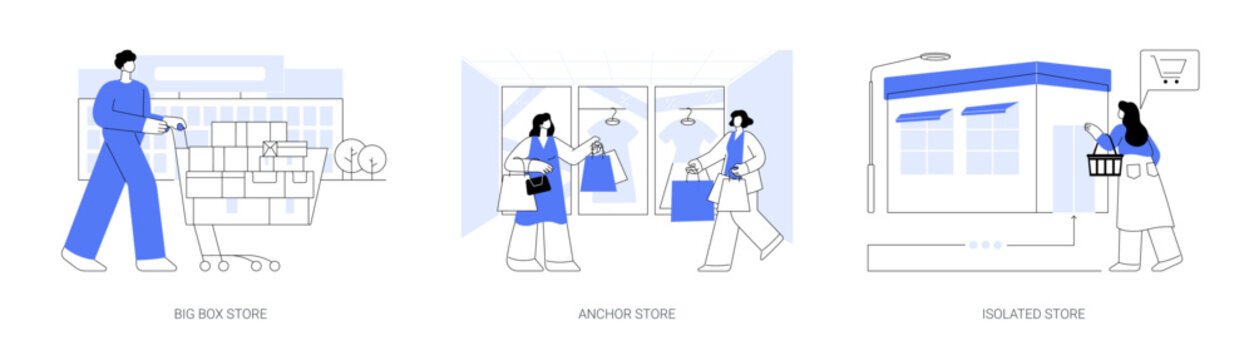 Retail shop abstract concept vector illustrations.