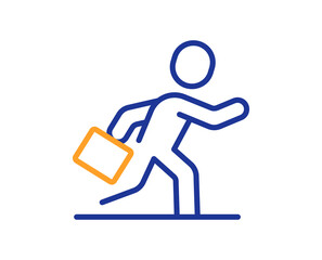 Businessman run line icon. Person running sign. Business growth symbol. Colorful thin line outline concept. Linear style businessman run icon. Editable stroke. Vector
