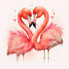 Naklejka premium Valentine's Day, Love in Love, Lovely Flamingos, Love is Pink, Love, 14th of February