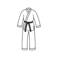 martial arts kimono doodle icon, vector color line illustration