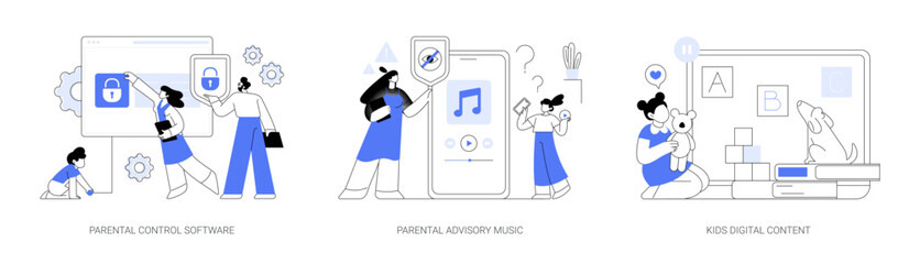 Media content limitation technology abstract concept vector illustrations.