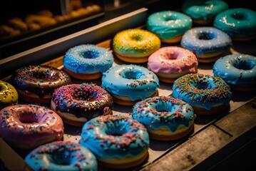 Fototapeta na wymiar Donuts, Sweet Donuts, Doughnut, Generative AI