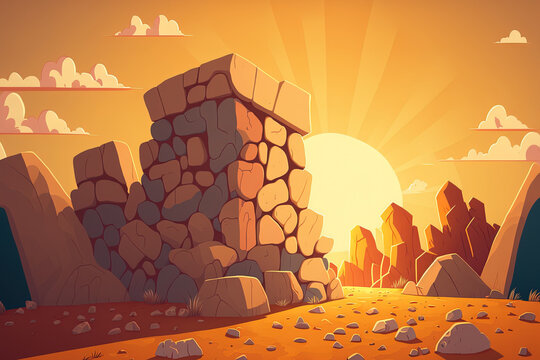 Abstack Cartoon Background. Large or Sunlight. Generative AI