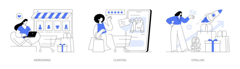 Shopping behavior abstract concept vector illustrations.
