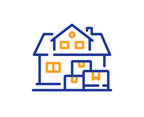 Home moving line icon. Package delivery sign. House storage symbol. Colorful thin line outline concept. Linear style home moving icon. Editable stroke. Vector