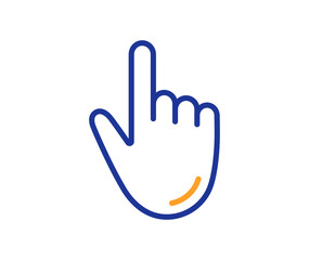 Fototapeta premium Hand cursor line icon. Click action sign. Finger pointer symbol. Colorful thin line outline concept. Linear style cursor icon. Editable stroke. Vector