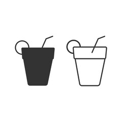 Coctail icon. Fresh alcohol liquid set line and background vector ilustration.