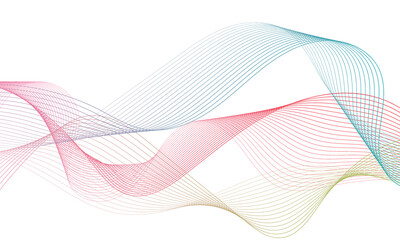 Abstract colorful luxury background with wave element for design.Digital frequency track equalizer.Stylized curved wavy line art background.Wave with lines created using blend tool.Vector illustration