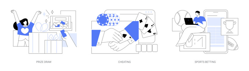 Online gambling abstract concept vector illustrations.