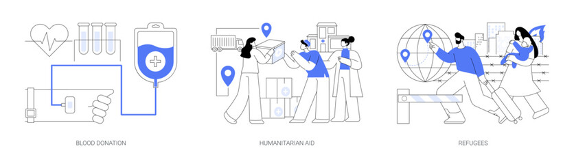 Humanitarian help abstract concept vector illustrations.