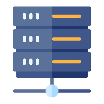 Isolated hosting server in flat icon on white background. Storage, networking