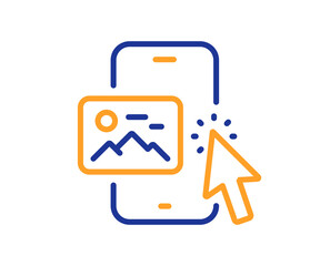 Fototapeta premium Phone image line icon. Smartphone app sign. Cellphone mobile device symbol. Colorful thin line outline concept. Linear style phone image icon. Editable stroke. Vector