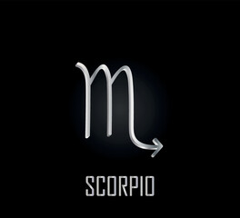 Fototapeta premium 3d silver symbol of zodiac sign scorpio on dark background