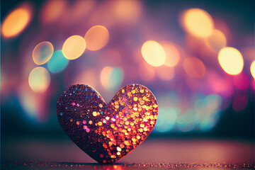 Glitter Heart with Blurred Background - AI Generated