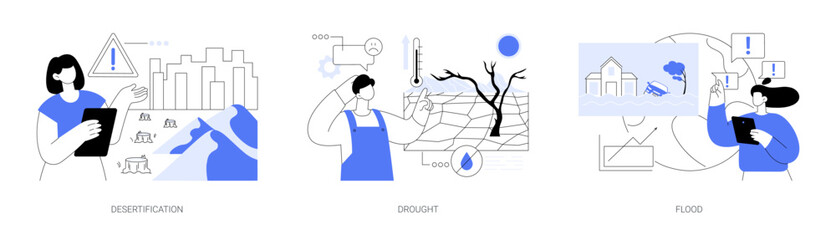 Climate change consequences abstract concept vector illustrations.