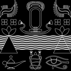 Egyptian seamless pattern black and white.