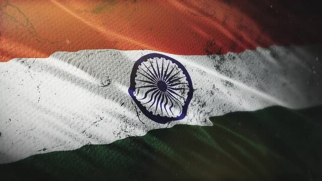 Grunge India Flag Waving with Cinematic Style - India Flag Waving with Flare