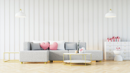 Valentine modern interior, pink red magenta color room - 3D rendering - 559898994