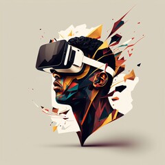 A boy with VR glasses