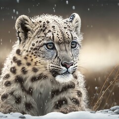 Fototapeta premium portrait of a little cute leopard