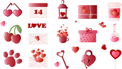 Valentines Day vector collection. Set of illustrations for Valentines Day. Nice design for celebration, greeting card and invitations.