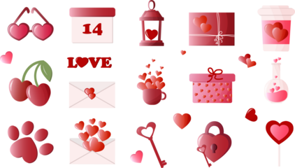 Valentines Day vector collection. Set of illustrations for Valentines Day. Nice design for celebration, greeting card and invitations.