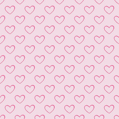 seamless hand-painted watercolor red hearts pattern on pink background