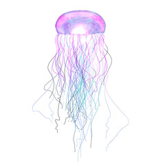 Neon luminous purple jellyfish 