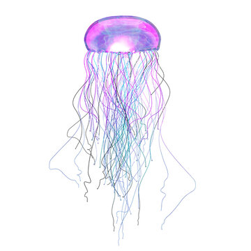 Neon Luminous Purple Jellyfish 