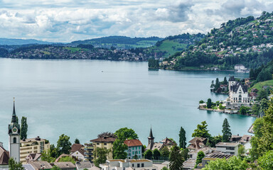 Fototapeta na wymiar Switzerland 2022, Beautiful view of the Alps.Vitznau.