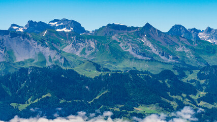 Switzerland 2022, Beautiful view of the Alps from Rigi Kulm. Klewenalp.