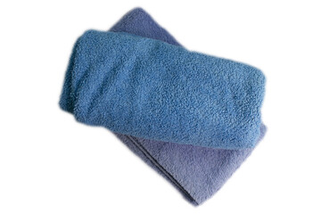 Blue towel isolated on white background