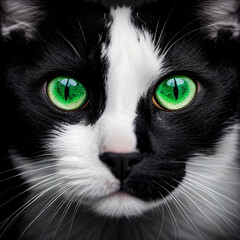 black and white cat  Generative AI 