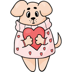 Romantic girl dog with heart