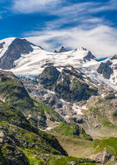 Fototapeta na wymiar Switzerland 2022, Beautiful view of the Alps from SustenPass. Glasier.