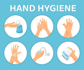 Hand Hygiene and Washing Instruction Design Vector Template