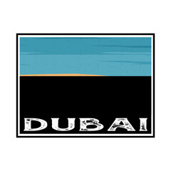 Dubai Uae Skyline Silhouette Retro Vintage Sunset Dubai Lover Travel Souvenir Sticker Vector Illustration SVG EPS