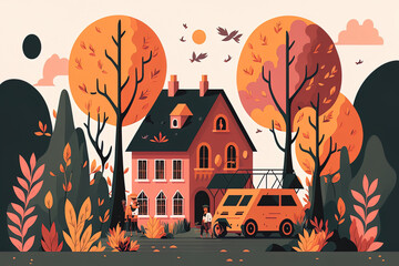 Illustration in flat style with a. Generative AI