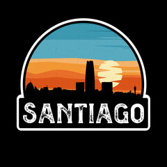 Santiago Chile Skyline Silhouette Retro Vintage Sunset Santiago Lover Travel Souvenir Sticker Vector Illustration SVG EPS