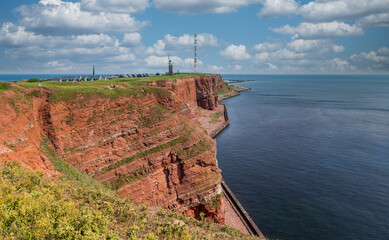 Red cliffs and rock formation on the island of Heligoland.